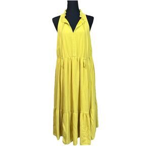 Torrid Size 1X Gauze Midi Dress Yellow Tiered Summer Beach Cottage Core Ruffle
